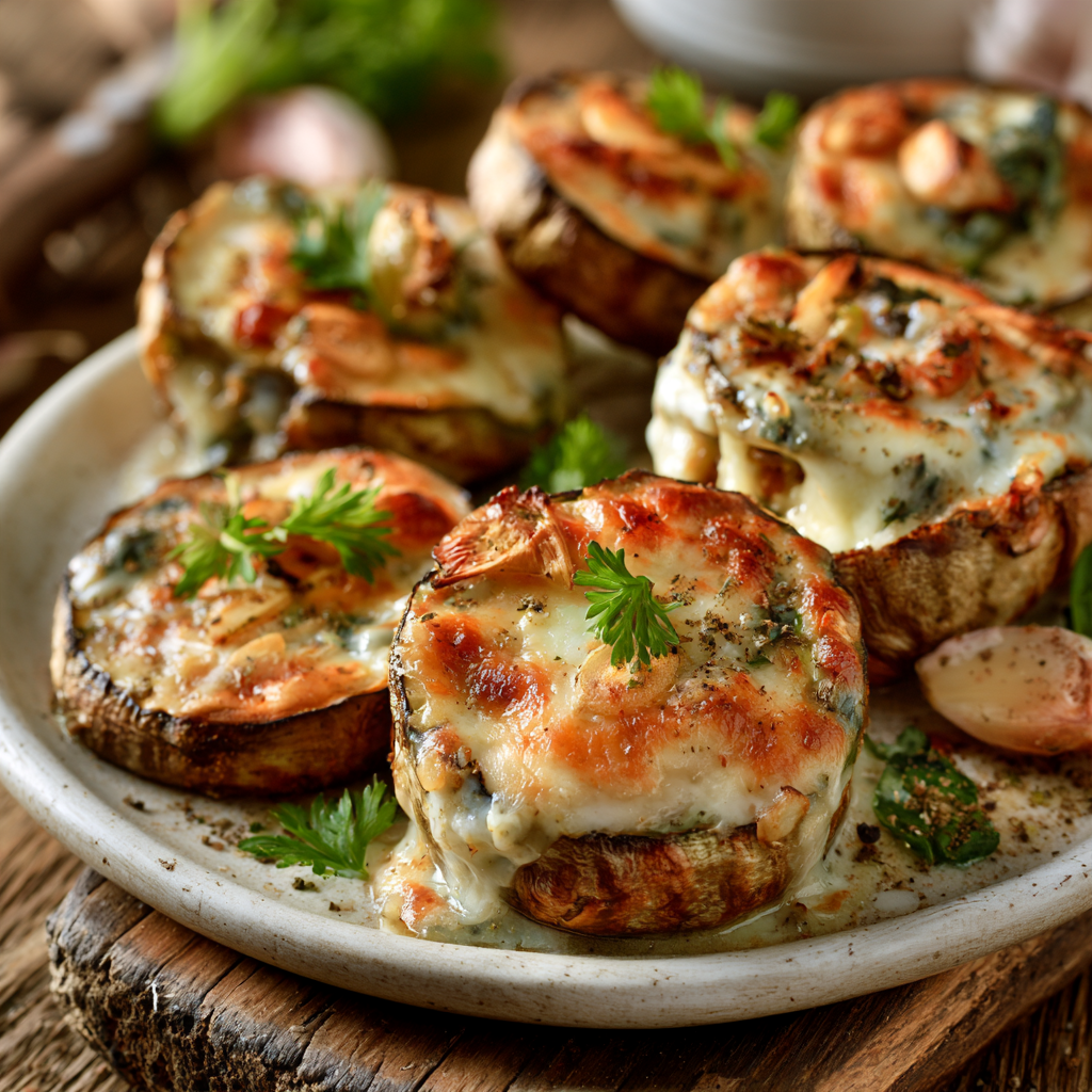 Фаршированные шампиньоны с сыром и чесноком